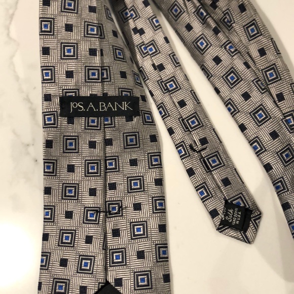 Jos. A. Bank Silver with Black & Blue Squares Tie - Picture 4 of 4